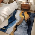 thumbnail image 4 of 3'x5' Area Rugs, Navy Blue Golden Indoor Outdoor Area Rug for Living Room Bedroom, Abstract Modern Artwork Washable Bathroom Rugs Kitchen Floor Carpet Mats Home Decor Aesthetic, 4 of 8