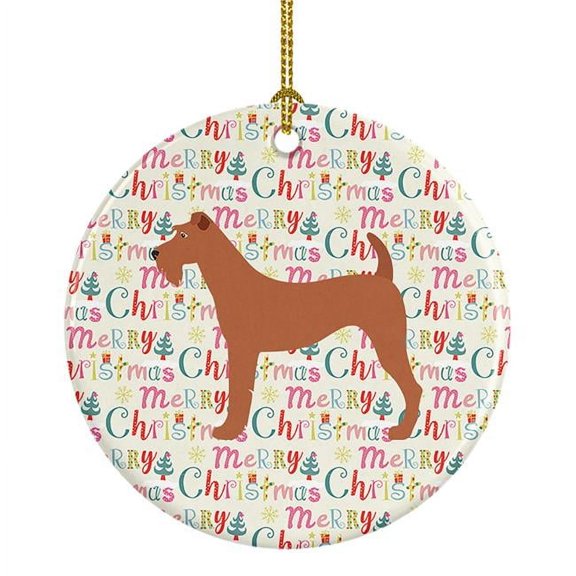 Irish Terrier Merry Christmas Ceramic Ornament 2.8 in x 2.8 in