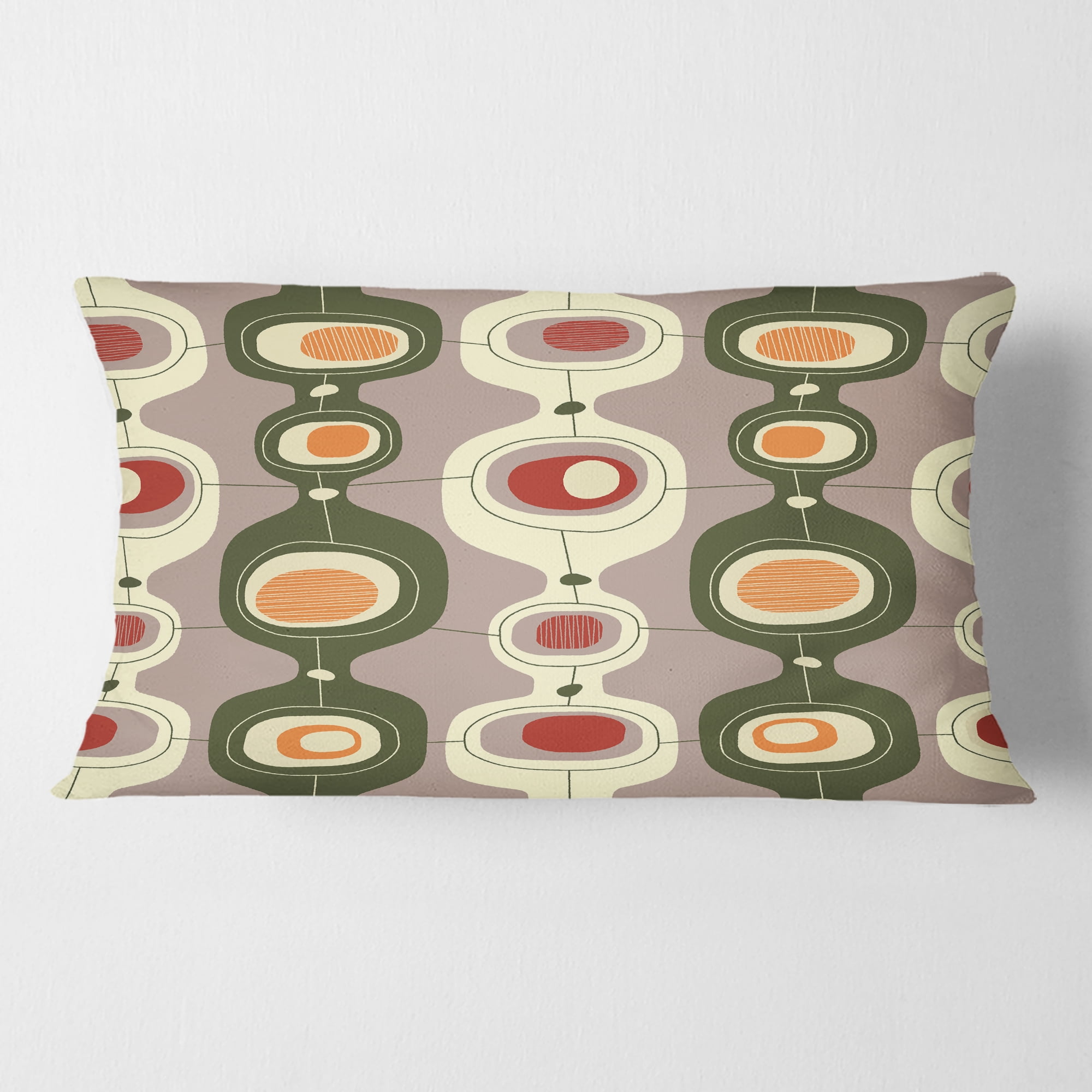 Designart Retro Abstract Design X' Mid-Century Modern Throw Pillow - 12x20