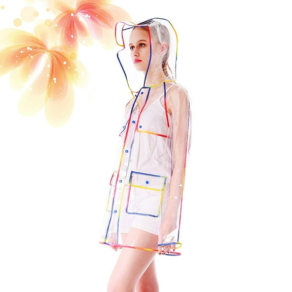 WORGEOUS Reusable Transparent Raincoat EVA Rain Poncho Outdoor Waterproof Raincoat Outdoor Rainwear for Adults ( Size, Colorful)