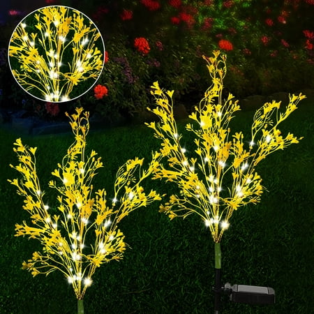 Outdoor Decorative Solar Flower Lights, 2 Pack Waterproof Solar LED Garden Stake Lights for Patio, Yard, Lawn, Pathway Driveway Decors (Canola Flowers)