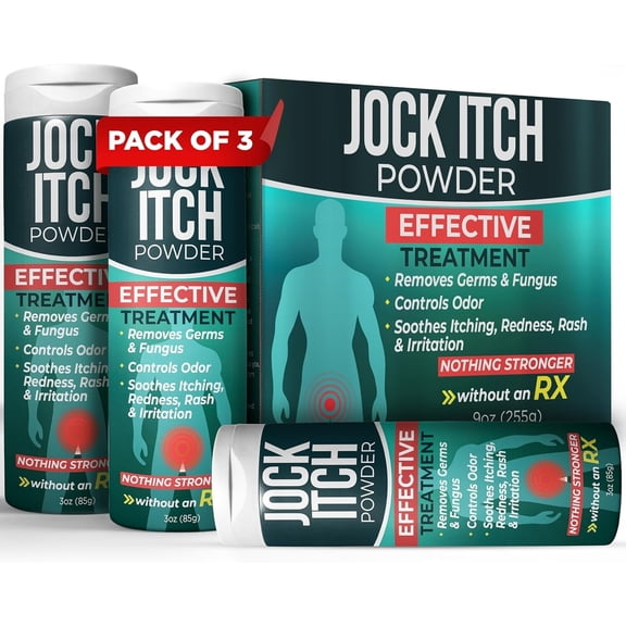Jock Itch Powder with Miconazole Nitrate 2% & Tea Tree Oil for Itch, Odor & Rash Relief | Jock Itch Treatment Removes Germs & Fungus