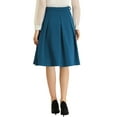 thumbnail image 3 of INSPIRE CHIC INSPIRE CHIC Women's Office Work Skirts Belted Waist Midi A-Line Pleated Skirt S Blue, 3 of 7