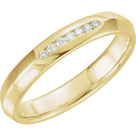 White Gold Mens Knife Edge - 14k Yellow Gold 1/10 Ct Diamond Knife Edge Comfort-Fit 4mm Wedding Men Gents Band - Size 9.5