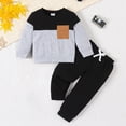 thumbnail image 2 of TOWED22 Toddler Baby Boy Fall Winter Clothes Color Block Long Sleeve Sweatshirt Pullover Tops + Joggers Pants Outfit Set,Black,2-3 Y, 2 of 7