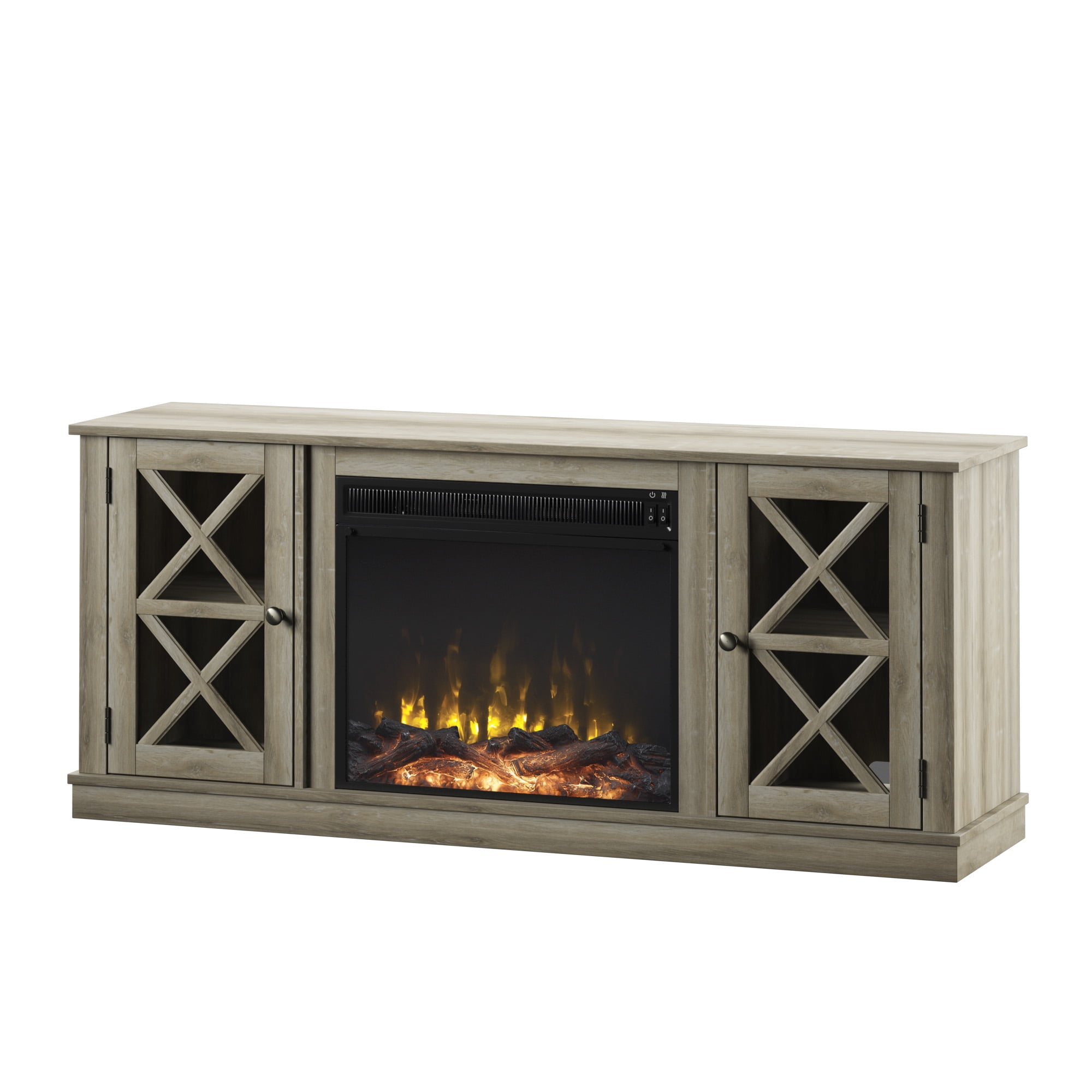 TTwin Star Home Farmhouse ClassicFlame Fireplace TV Stand for TVs up to 65", West Point Pine