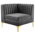 thumbnail image 5 of Modway Triumph Channel Tufted Performance Velvet 3-Seater Sofa in Gray, 5 of 11