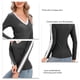 thumbnail image 5 of Camisa básica ajustada con cuello en V de encaje Manga larga Tops básicos cómodos y gruesos para mujer Negro XXL, 5 of 8