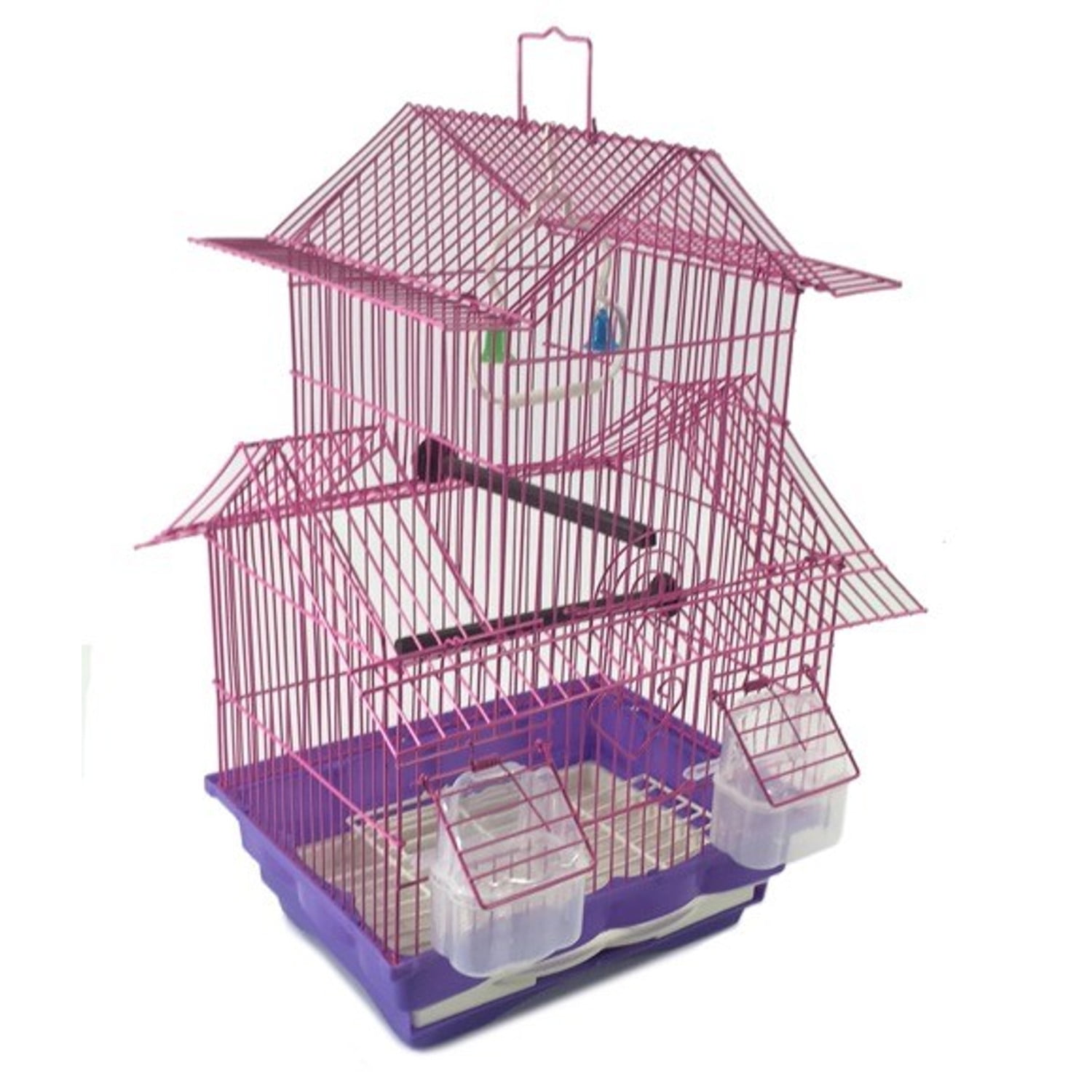 EDMBG Pink 18inch Medium Parakeet Wire Bird Cage for 1 or
