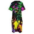 thumbnail image 4 of Vestido de verano de manga larga con bolsillos para mujer ropa elegante con estampado de salpicaduras de neón holgada, 4 of 6