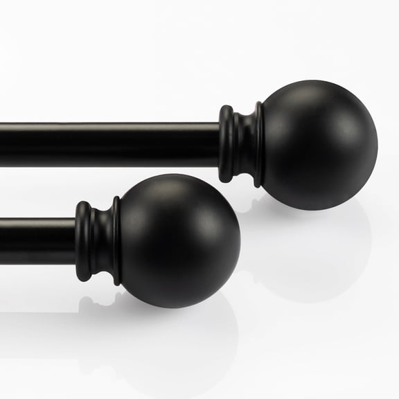 Deco Window 28 to 48 inches 2 Pack Curtain Rods for Windows with Ball finials (5/8'' Diameter, Black)