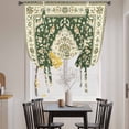 thumbnail image 4 of Vintage Ethnic Floral Tie Up Curtain 45 Inches Long, Green Classical Bohemian Style Balloon Style Kitchen Window Curtain Over Sink, Small Window Rod Pocket Curtain 34"x45", 4 of 9