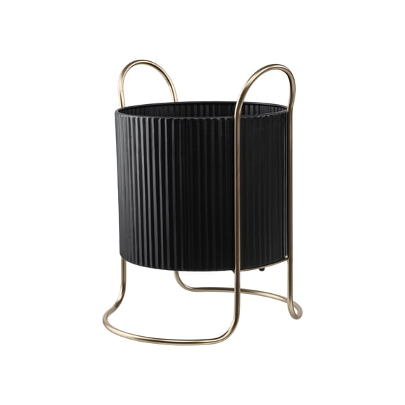 Mainstays Black Outdoor Metal Planter with Gold Stand 15 inch Tall x 11.8 inch Wide