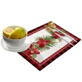 thumbnail image 3 of Placemat Christmas Poinsettia Pine Plaid Set of 4/6pcs Kitchen Coffee Accessories Coasters Home Dining Table r Linen Mats, 3 of 7
