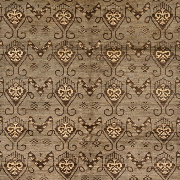 Ahgly Company Indoor Square Abstract Saddle Brown Abstract Area Rugs, 8' Square