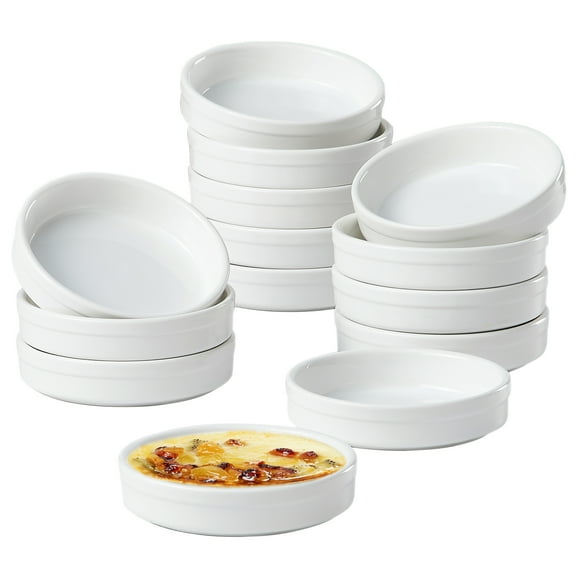 Contenpo 4 oz Shallow Crème Brulee Ramekins, Oven Safe, 14 PCS