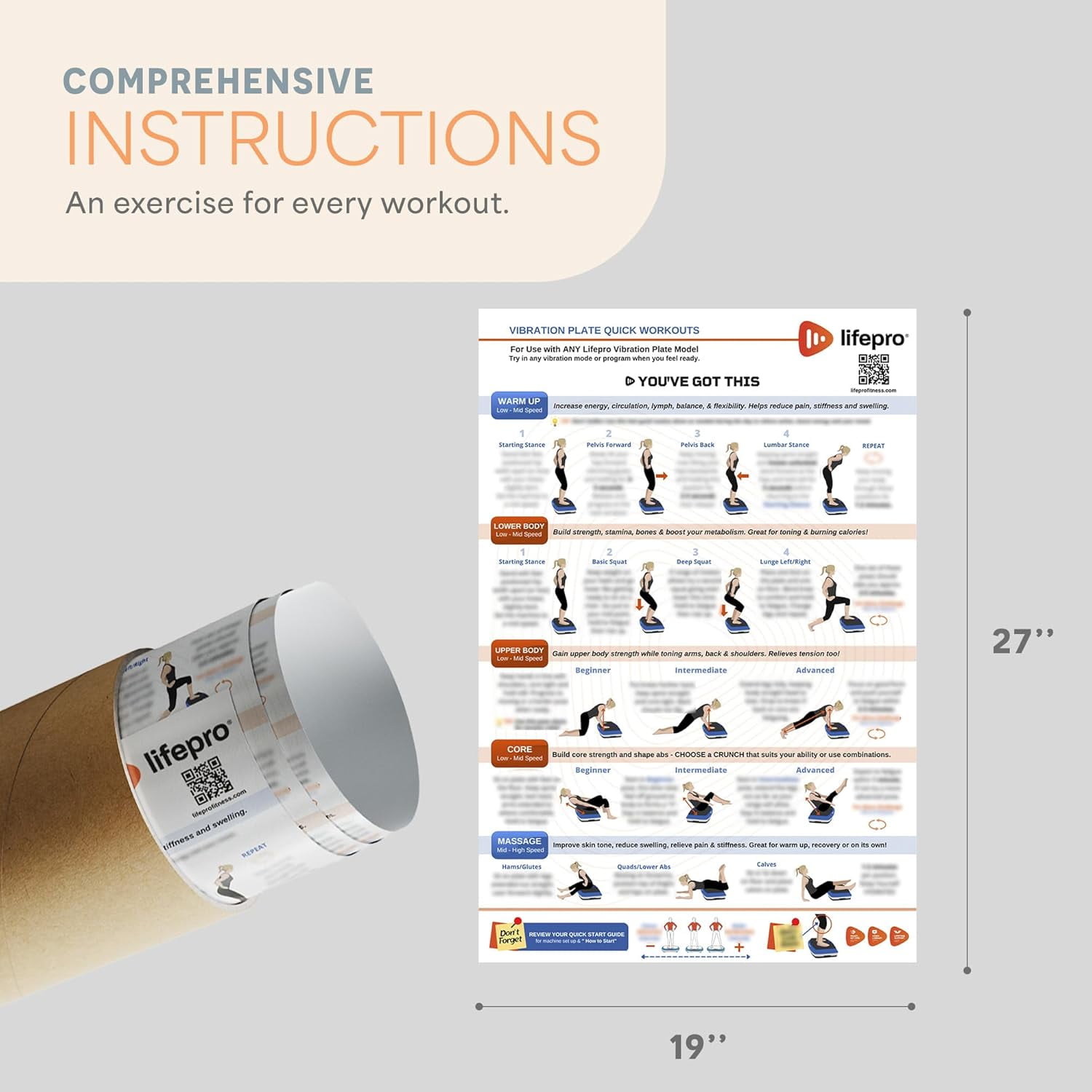 LifePro Vibration Plate Exercise Chart – Full-Body Workout Poster - Main Image