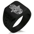 thumbnail image 1 of Stainless Steel Crescent Hamsa Hand of Fatima Geometric Pattern Biker Style Polished Ring, 1 of 1