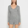 thumbnail image 1 of Placket Front Onesie in Light Grey Cozy, 1 of 5