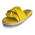 thumbnail image 2 of Wide Sandals for Women,Womens Walking Sandals,Comfortable Sandals for Women,Summer Sandals,Wedge Sandals,Women's Summer - Bow Flat Beach Open Toe Breathable Sandals Weave Shoes,Yellow,8, 2 of 4