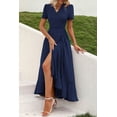 thumbnail image 2 of Vestido PRETTYGARDEN Cruzado Maxi Floral Azul Marino Talle L, 2 of 8