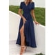 thumbnail image 2 of Vestido PRETTYGARDEN Cruzado Maxi Floral Azul Marino Talle L, 2 of 8