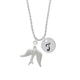 thumbnail image 2 of Delight Jewelry Silvertone 3-D Dove Silvertone Script Initial Disc - T - Charm Necklace, 20"+3", 2 of 4