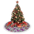 thumbnail image 4 of Christmas Tree Skirt, purple hearts zebra leopard Christmas Tree Decorations Indoor, Tree Skirts Mat With Tassel Trim for Halloween New Year Holiday Christmas Party Decor 30 Inches, 4 of 7