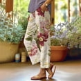 thumbnail image 3 of AILIYIL Women'S Botanical Floral Design Loose Pocket Patchwork Casual Pants (Wine Red,XXXXXL), 3 of 3