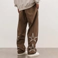 thumbnail image 5 of oqasdz Mens Pants Elastic Waist Spring Fall Star Embroidered Oversizxed Sweat Pants Sports Activities Casual Versatile Dailywear, 5 of 5