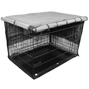 Angle View: Protectant and Durable Indoor / Outdoor Pet Crate Cover (Gray / Light Gray) - 48" Cage Cover - (48.1" L x 24.2" W x 32.3" H)
