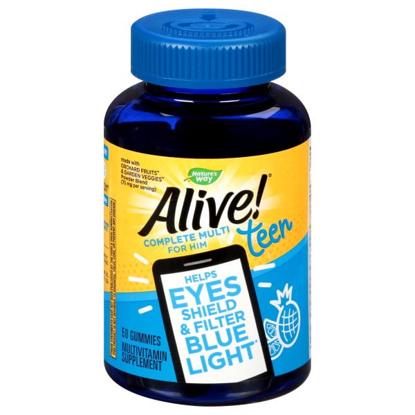 Alive! Teen Multivitamin for Him, Gummy Vitamins with Lutemax 2020, 50