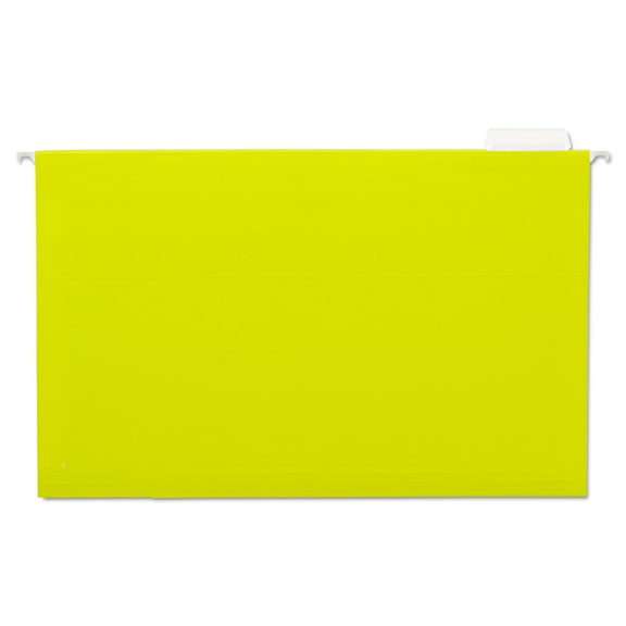Universal UNV14219 1/5-Cut Tab Deluxe Bright Color Hanging File Folders - Legal Size, Yellow (25/Box)