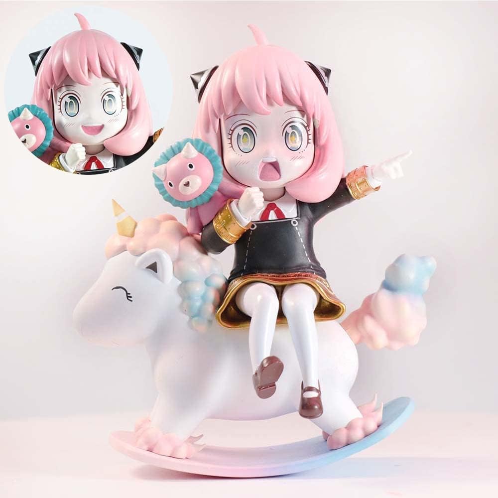 Newly Anya Figure Replacement Head Wooden Horse Anya Forger Action Figures 15cm/5.9inch Handmade PVC Anime Model Statue Collectible Craft Gift