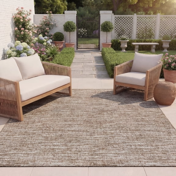 Safavieh Beach House Nikola Geometric Indoor/Outdoor Area Rug, Brown/Ivory, 5'1" x 7'6"