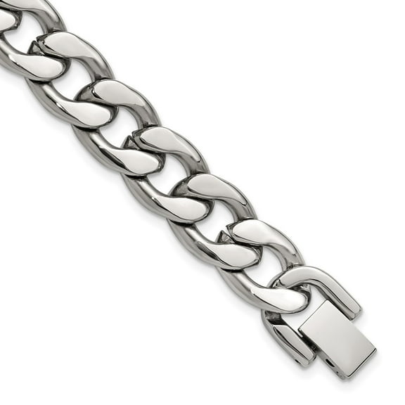 Auriga Fine Jewelry Stainless Steel Polished 8 inch Curb Link Men's Bracelet
