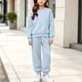 thumbnail image 2 of Hvogkswy Boys Girls Sweatsuit Solid Kids Sweat Suits Long Sleeve Crewneck Pullover Sweatshirt & Jogging Pant Fall Fashion Tracksuits, 2 of 9