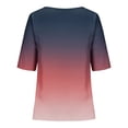 thumbnail image 5 of ShomPort Trendy Gradient Tops for Women Summer Vintage Button Blouses Round Neck Short Sleeve T-Shirts, 5 of 5