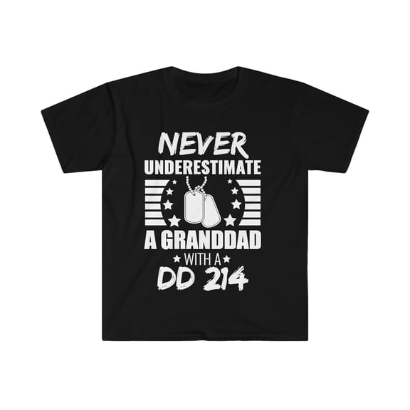 Never Underestimate Granddad DD 214 Unisex T-shirt S-3XL Veteran's Day