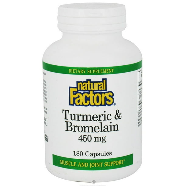 Natural Factors - Turmeric & Bromelain 450 mg. - 180 ...
