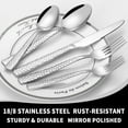 thumbnail image 2 of Queilt 5-Piece Hammered Silverware Set, Food-Grade Stainless Steel Flatware Set, Cutlery Set, Home Kitchen Utensil Set, Include Knifes Forks and Spoons Silverware Set, Mirror Finish, Dishwasher Safe, 2 of 5
