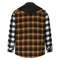 thumbnail image 3 of Guieoi Mens Shirts under $5.00 Men's Hooded Casual Button Down Brushed Plaid Shirt Men's Color Blocked Long Sleeved Hooded Top Orange, 3 of 4