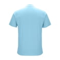 thumbnail image 6 of Sakmal Breathable Men's and Big Men's Polo Shirts Linen Button Down Short Sleeve Tshirts Blue Solid Business Casual Mens Shirts 4XL, 6 of 8