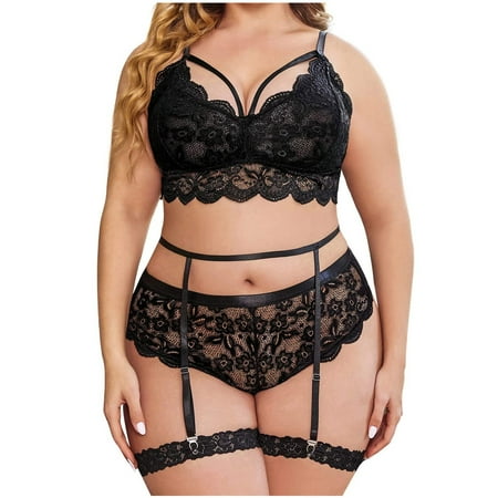 GENGING Hot Sale Cheap Lingerie Women s Plus Size Sexy Clothes Clearance Lace Wireless Bra Lingerie Sleepwear Pajamas Underwear Set