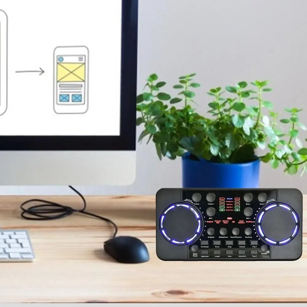 V300 Live Streaming Sound Card 10 Sound Effects 4.0 Interface Mixer for DJ Music