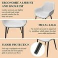 thumbnail image 4 of LeisureMod Markley Modern Leather Dining Arm Chair Kitchen Chairs with Metal Legs Set of 4 in Light Grey, 4 of 11