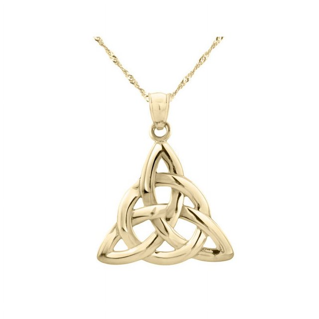 14K Yellow Gold Polished Trinity Pendant Necklace with Chain