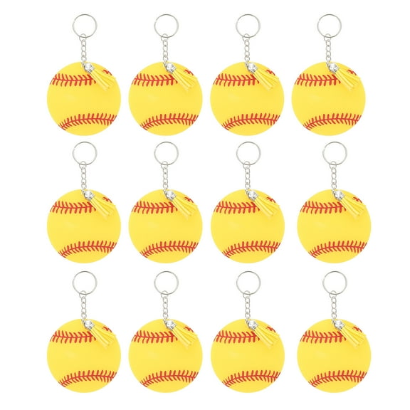 RENACLIPY Fashionable Baseball Keychains Acrylic Yellow For Baseball Fans 12 Sets 3x3in