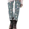 thumbnail image 6 of Xdegoge Holiday Leggings for Women Slim Fit High Waisted Tummy Control Stretchy Comfy Spandex Yoga Lounge Festival Cute Bunny Floral Print Tights, 6 of 6