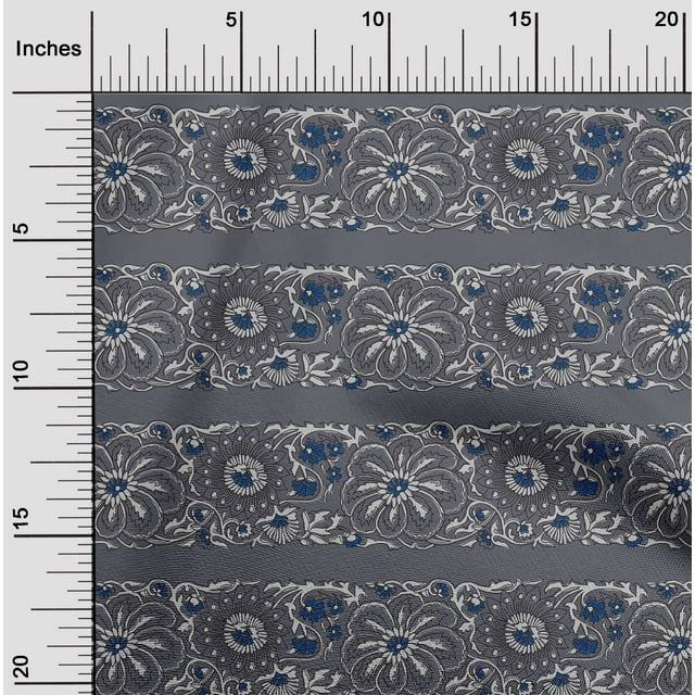 oneOone Polyester Lycra Fabric Leaves & Floral Block Printed Craft Fabric BTY 56 Inch Wide